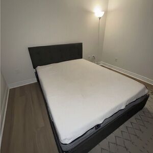 Modern Queen Bed Frame and Mattress - Used Like New